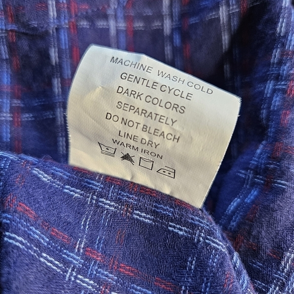 F/X Fusion men's long sleeve button front blue & red plaid shirt size XL - Picture 9 of 9